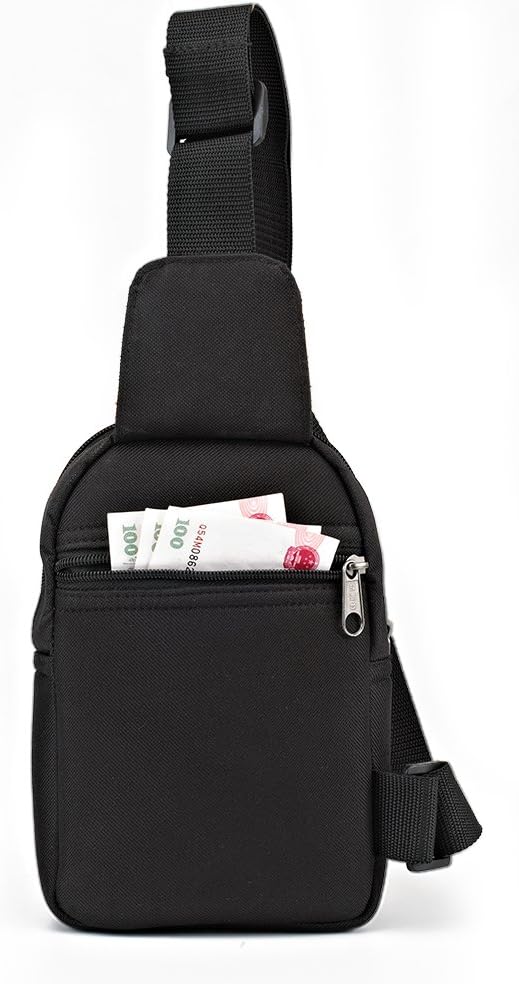 Sling Bag Chest Backpack, Crossbody Shoulder Tool Pouch for Men Women, Black