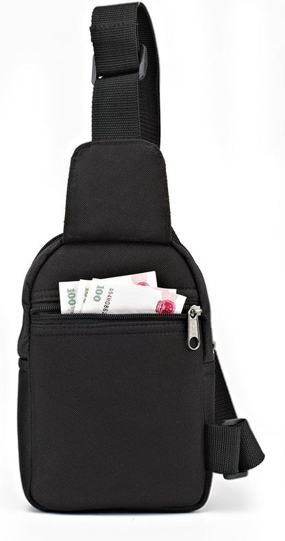 Sling Bag Chest Backpack, Crossbody Shoulder Tool Pouch for Men Women, Black
