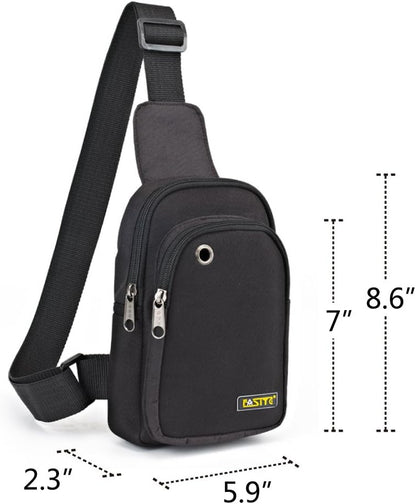 Sling Bag Chest Backpack, Crossbody Shoulder Tool Pouch for Men Women, Black