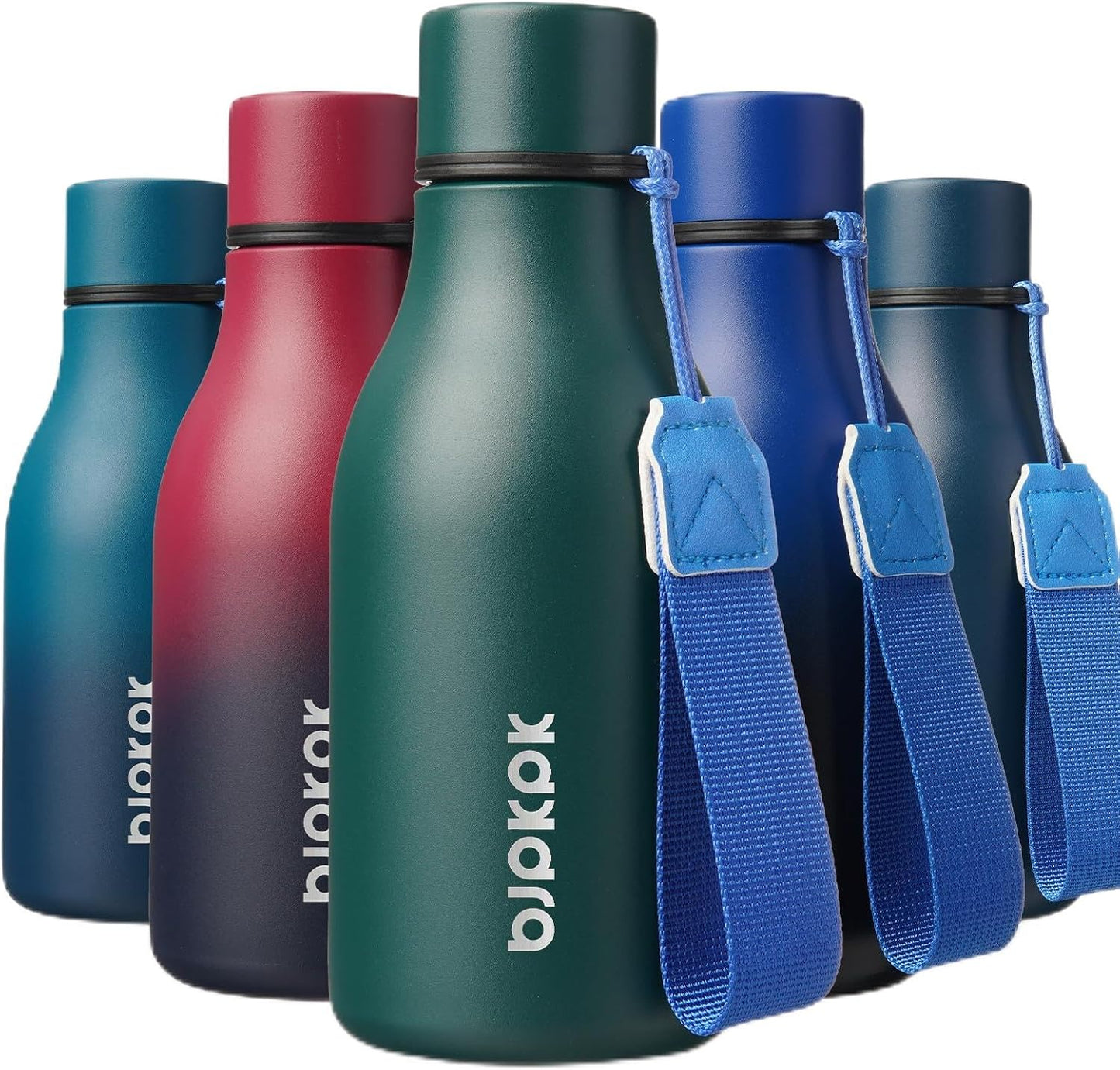 18oz Insulated Water Bottle, Stainless Steel Bottle with Carry Strap | Keep Cold & Hot Vacuum Insulation, Leak-Proof BPA-Free Design, Slim Bottle Fits Most Cup Holders for Gym, Office & Travel - Colors A