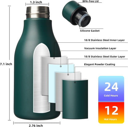 18oz Insulated Water Bottle, Stainless Steel Bottle with Carry Strap | Keep Cold & Hot Vacuum Insulation, Leak-Proof BPA-Free Design, Slim Bottle Fits Most Cup Holders for Gym, Office & Travel - Colors A