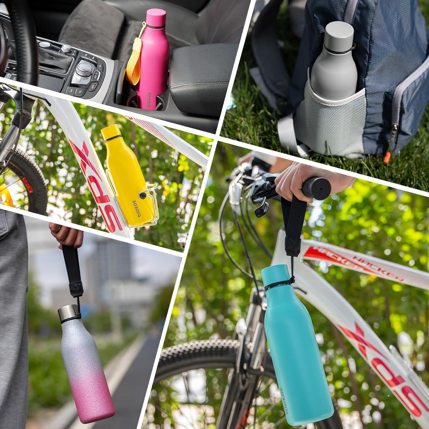 18oz Insulated Water Bottle, Stainless Steel Bottle with Carry Strap | Keep Cold & Hot Vacuum Insulation, Leak-Proof BPA-Free Design, Slim Bottle Fits Most Cup Holders for Gym, Office & Travel - Colors A