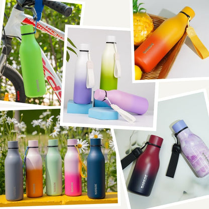 18oz Insulated Water Bottle, Stainless Steel Bottle with Carry Strap | Keep Cold & Hot Vacuum Insulation, Leak-Proof BPA-Free Design, Slim Bottle Fits Most Cup Holders for Gym, Office & Travel - Colors A