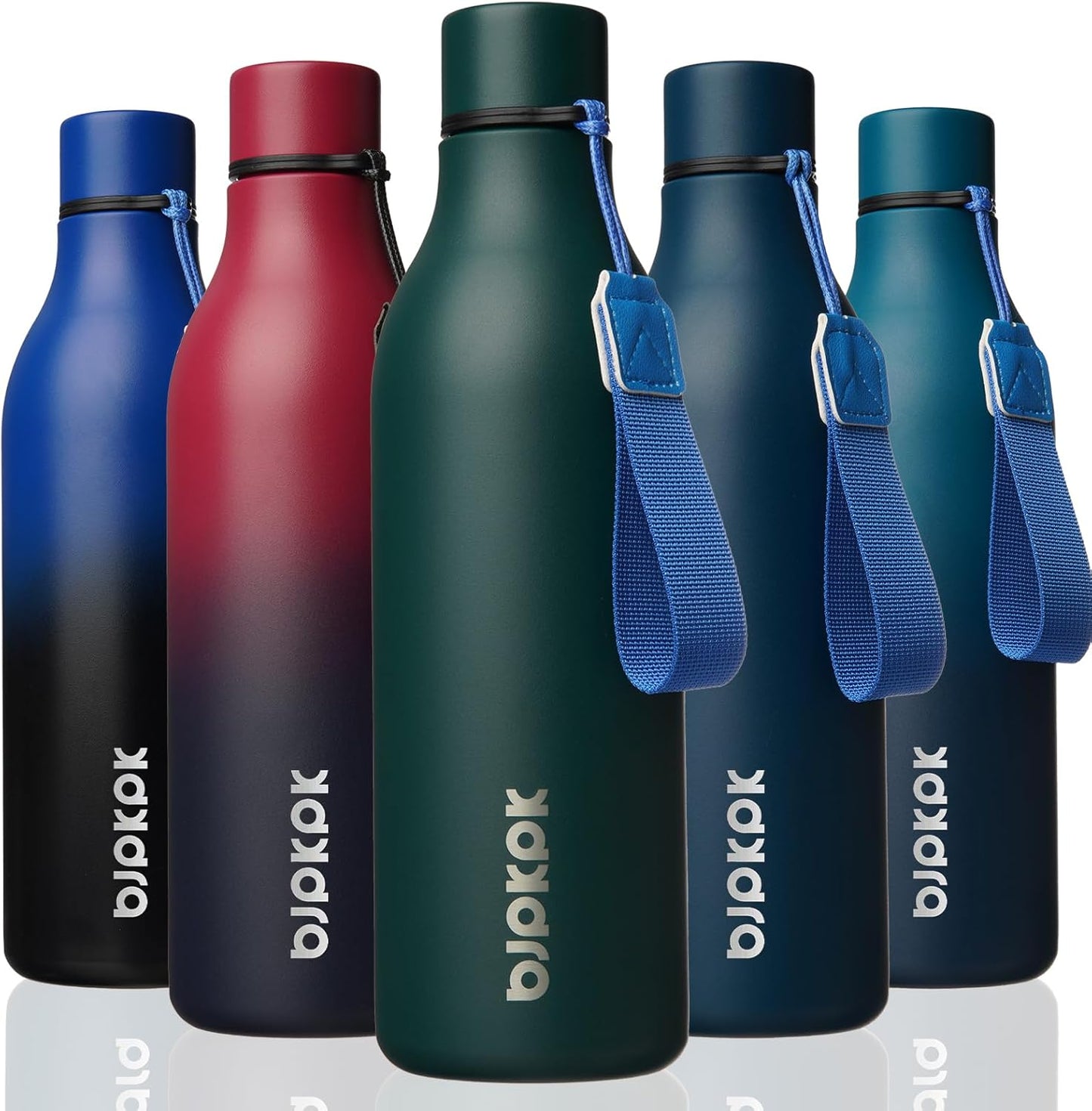 18oz Insulated Water Bottle, Stainless Steel Bottle with Carry Strap | Keep Cold & Hot Vacuum Insulation, Leak-Proof BPA-Free Design, Slim Bottle Fits Most Cup Holders for Gym, Office & Travel - Colors A
