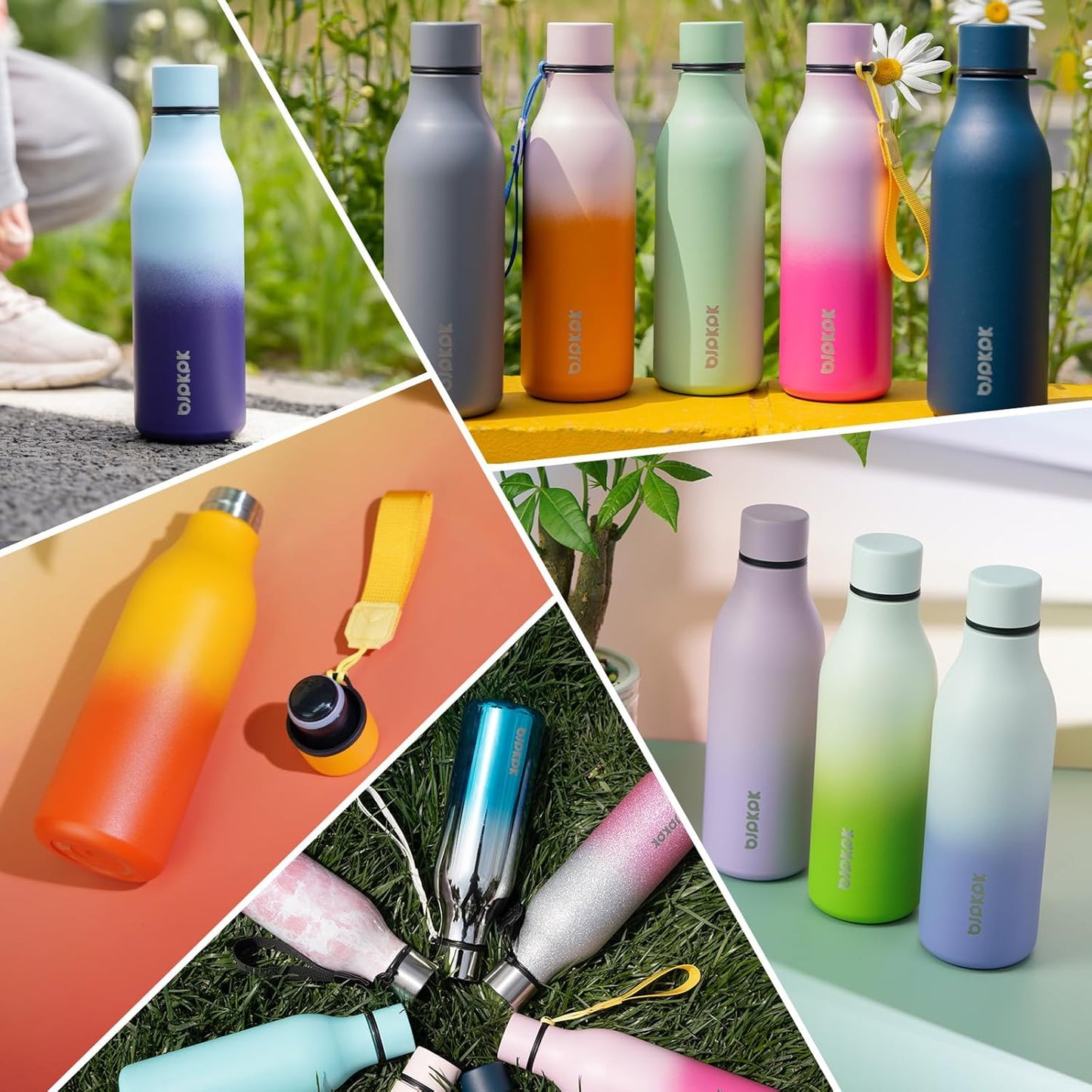 18oz Insulated Water Bottle, Stainless Steel Bottle with Carry Strap | Keep Cold & Hot Vacuum Insulation, Leak-Proof BPA-Free Design, Slim Bottle Fits Most Cup Holders for Gym, Office & Travel - Colors A