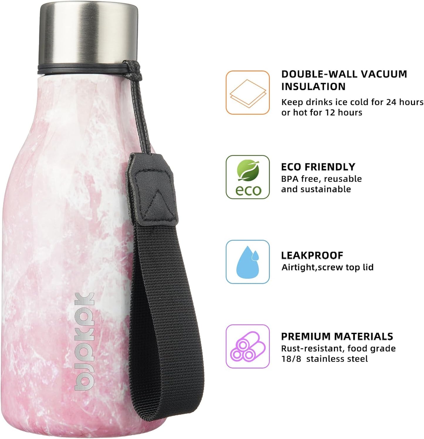 18oz Insulated Water Bottle, Stainless Steel Bottle with Carry Strap | Keep Cold & Hot Vacuum Insulation, Leak-Proof BPA-Free Design, Slim Bottle Fits Most Cup Holders for Gym, Office & Travel - Colors A