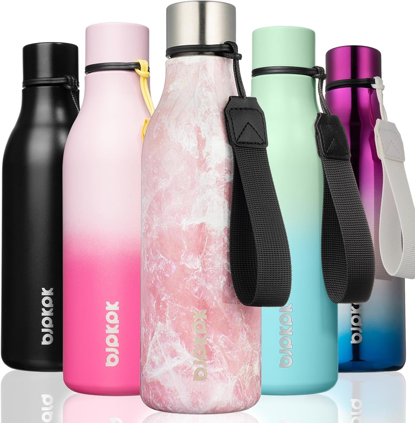 18oz Insulated Water Bottle, Stainless Steel Bottle with Carry Strap | Keep Cold & Hot Vacuum Insulation, Leak-Proof BPA-Free Design, Slim Bottle Fits Most Cup Holders for Gym, Office & Travel - Colors A