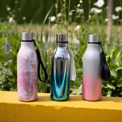 18oz Insulated Water Bottle, Stainless Steel Bottle with Carry Strap | Keep Cold & Hot Vacuum Insulation, Leak-Proof BPA-Free Design, Slim Bottle Fits Most Cup Holders for Gym, Office & Travel - Colors A