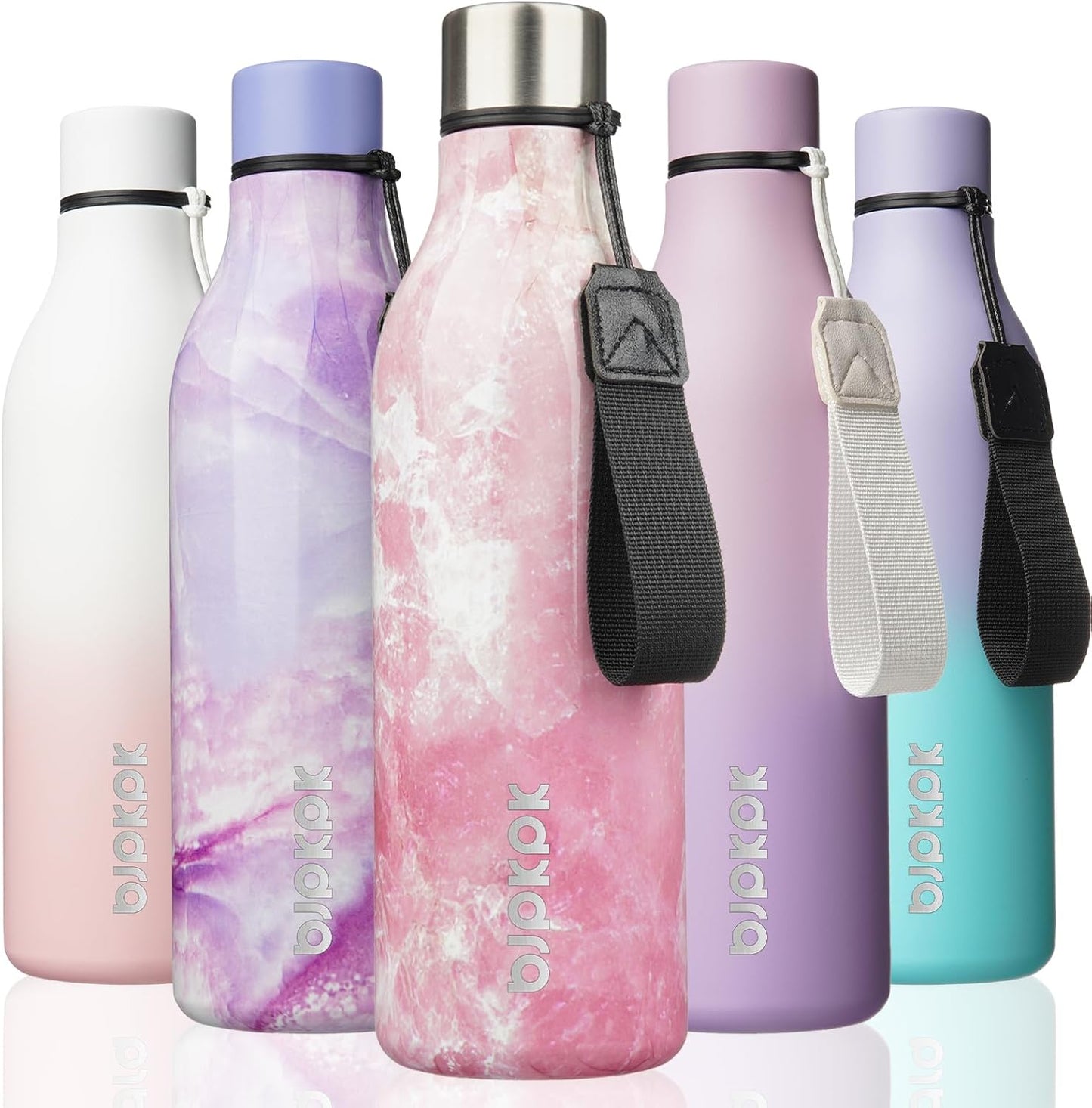 18oz Insulated Water Bottle, Stainless Steel Bottle with Carry Strap | Keep Cold & Hot Vacuum Insulation, Leak-Proof BPA-Free Design, Slim Bottle Fits Most Cup Holders for Gym, Office & Travel - Colors A