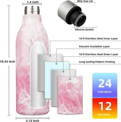 18oz Insulated Water Bottle, Stainless Steel Bottle with Carry Strap | Keep Cold & Hot Vacuum Insulation, Leak-Proof BPA-Free Design, Slim Bottle Fits Most Cup Holders for Gym, Office & Travel - Colors A