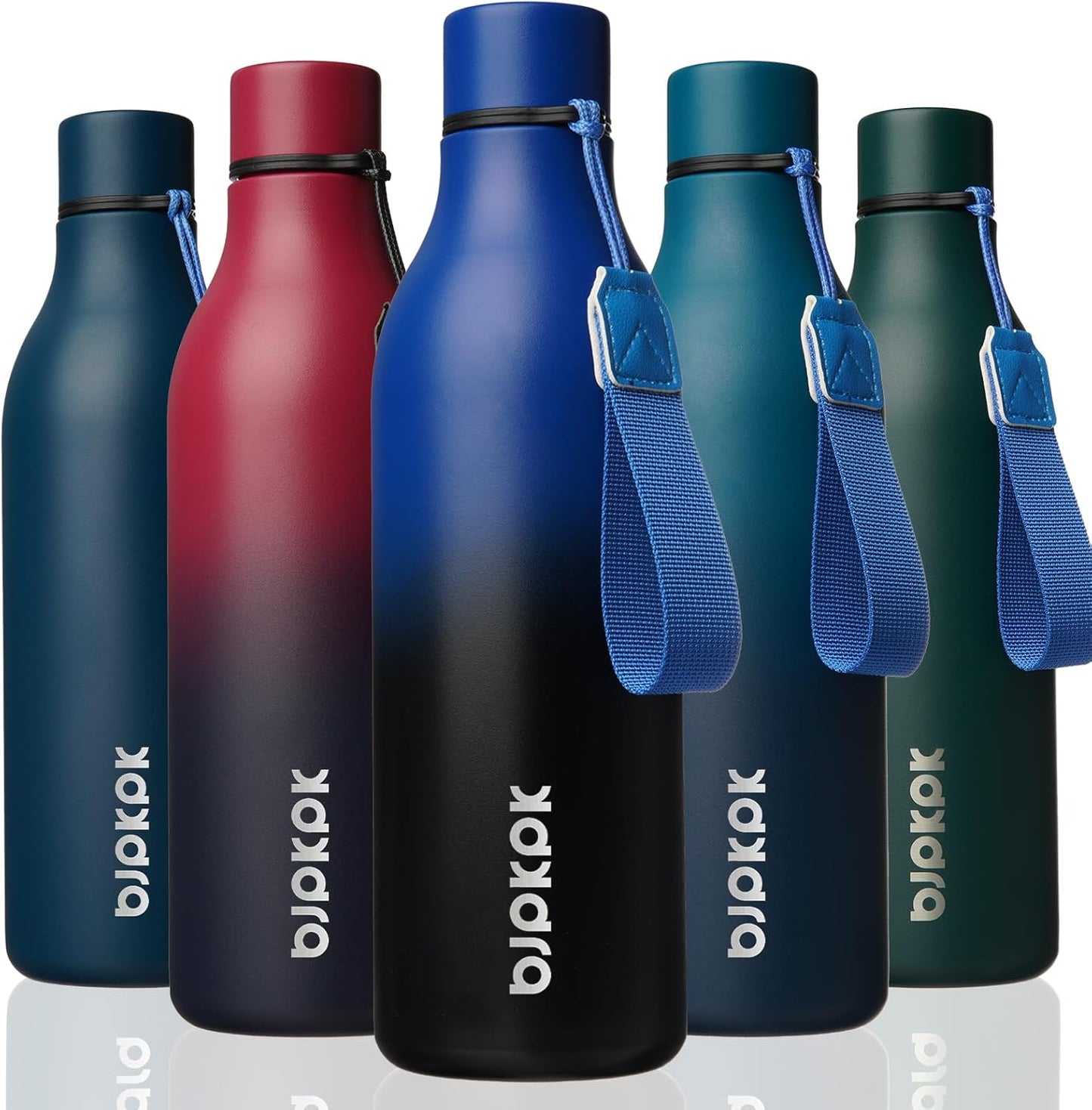 18oz Insulated Water Bottle, Stainless Steel Bottle with Carry Strap | Keep Cold & Hot Vacuum Insulation, Leak-Proof BPA-Free Design, Slim Bottle Fits Most Cup Holders for Gym, Office & Travel - Colors A