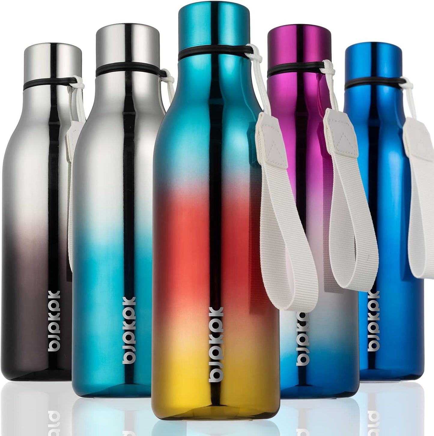 18oz Insulated Water Bottle, Stainless Steel Bottle with Carry Strap | Keep Cold & Hot Vacuum Insulation, Leak-Proof BPA-Free Design, Slim Bottle Fits Most Cup Holders for Gym, Office & Travel - Colors A