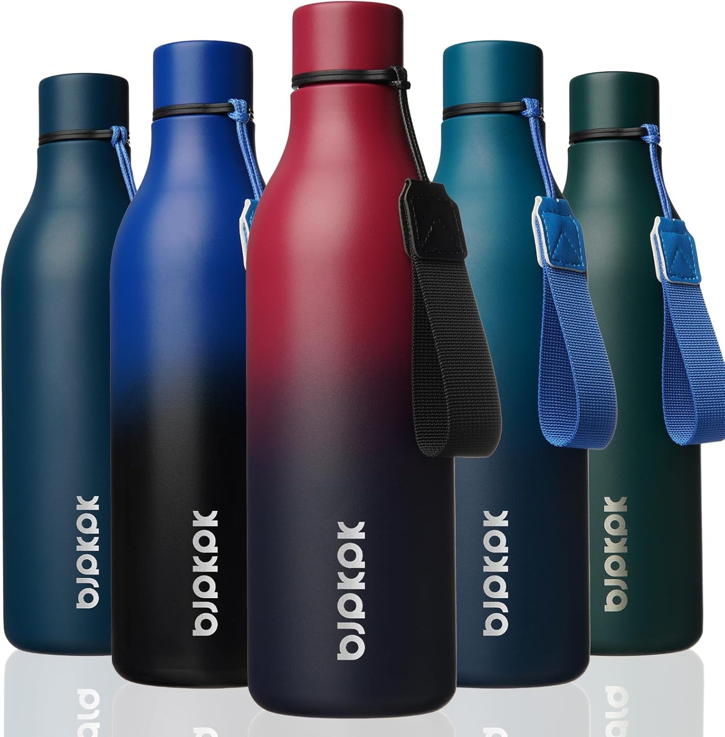 18oz Insulated Water Bottle, Stainless Steel Bottle with Carry Strap | Keep Cold & Hot Vacuum Insulation, Leak-Proof BPA-Free Design, Slim Bottle Fits Most Cup Holders for Gym, Office & Travel - Colors A