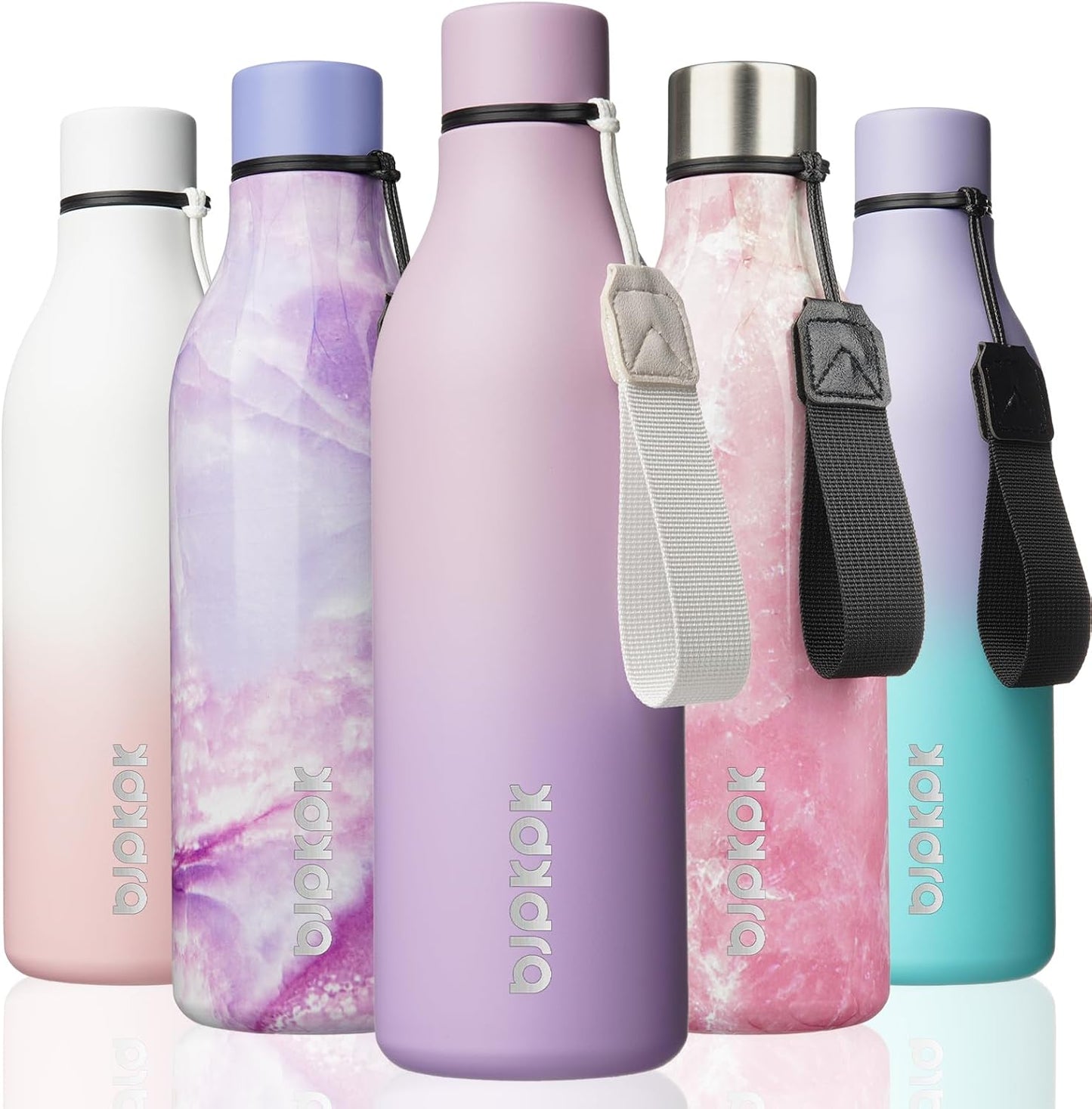 18oz Insulated Water Bottle, Stainless Steel Bottle with Carry Strap | Keep Cold & Hot Vacuum Insulation, Leak-Proof BPA-Free Design, Slim Bottle Fits Most Cup Holders for Gym, Office & Travel - Colors A
