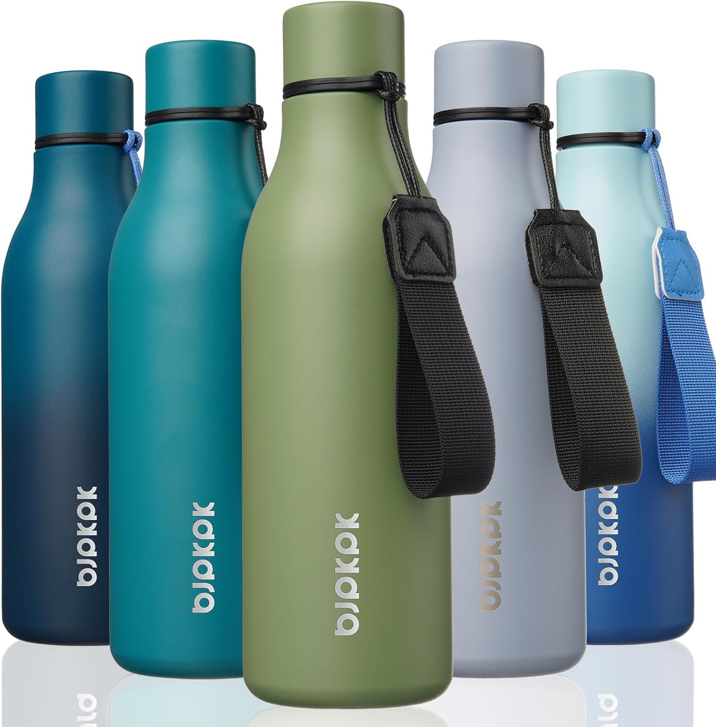 18oz Insulated Water Bottle, Stainless Steel Bottle with Carry Strap | Keep Cold & Hot Vacuum Insulation, Leak-Proof BPA-Free Design, Slim Bottle Fits Most Cup Holders for Gym, Office & Travel - Colors A