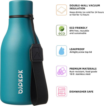 18oz Insulated Water Bottle, Stainless Steel Bottle with Carry Strap | Keep Cold & Hot Vacuum Insulation, Leak-Proof BPA-Free Design, Slim Bottle Fits Most Cup Holders for Gym, Office & Travel - Colors A