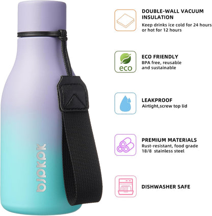 18oz Insulated Water Bottle, Stainless Steel Bottle with Carry Strap | Keep Cold & Hot Vacuum Insulation, Leak-Proof BPA-Free Design, Slim Bottle Fits Most Cup Holders for Gym, Office & Travel - Colors A