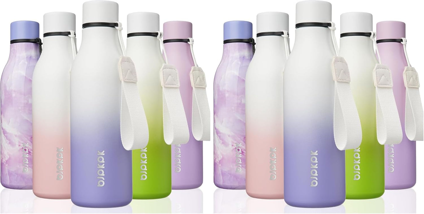 18oz Insulated Water Bottle, Stainless Steel Bottle with Carry Strap | Keep Cold & Hot Vacuum Insulation, Leak-Proof BPA-Free Design, Slim Bottle Fits Most Cup Holders for Gym, Office & Travel - Colors A