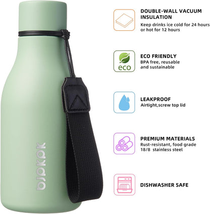18oz Insulated Water Bottle, Stainless Steel Bottle with Carry Strap | Keep Cold & Hot Vacuum Insulation, Leak-Proof BPA-Free Design, Slim Bottle Fits Most Cup Holders for Gym, Office & Travel - Colors A