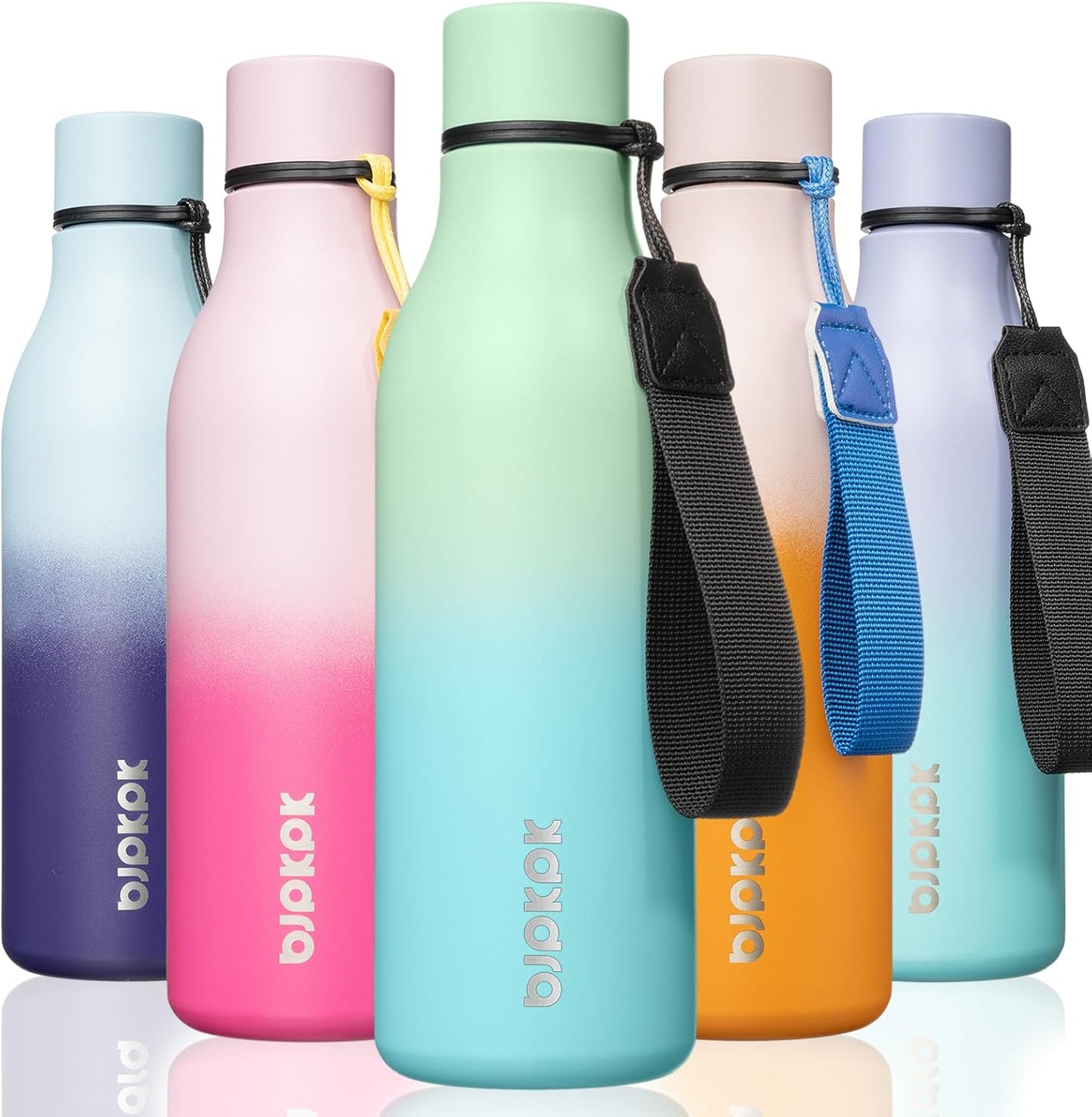 18oz Insulated Water Bottle, Stainless Steel Bottle with Carry Strap | Keep Cold & Hot Vacuum Insulation, Leak-Proof BPA-Free Design, Slim Bottle Fits Most Cup Holders for Gym, Office & Travel - Colors A