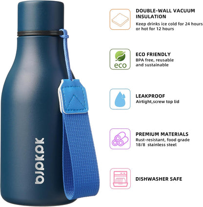 18oz Insulated Water Bottle, Stainless Steel Bottle with Carry Strap | Keep Cold & Hot Vacuum Insulation, Leak-Proof BPA-Free Design, Slim Bottle Fits Most Cup Holders for Gym, Office & Travel - Colors A
