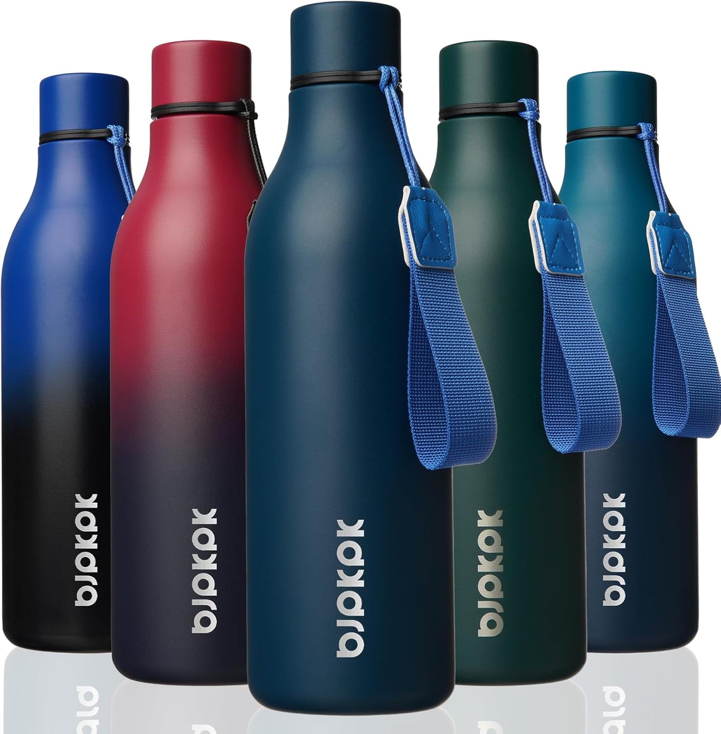 18oz Insulated Water Bottle, Stainless Steel Bottle with Carry Strap | Keep Cold & Hot Vacuum Insulation, Leak-Proof BPA-Free Design, Slim Bottle Fits Most Cup Holders for Gym, Office & Travel - Colors A