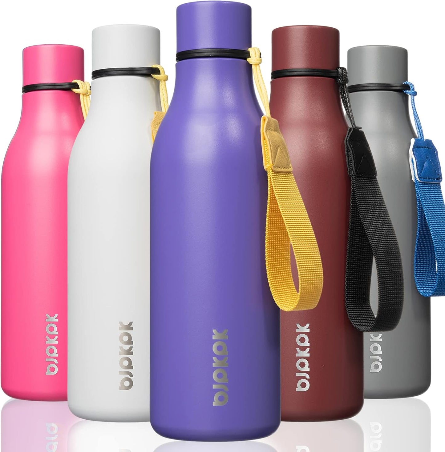 18oz Insulated Water Bottle, Stainless Steel Bottle with Carry Strap | Keep Cold & Hot Vacuum Insulation, Leak-Proof BPA-Free Design, Slim Bottle Fits Most Cup Holders for Gym, Office & Travel - Colors A