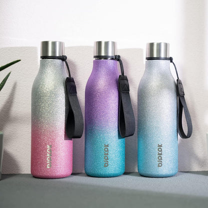 18oz Insulated Water Bottle, Stainless Steel Bottle with Carry Strap | Keep Cold & Hot Vacuum Insulation, Leak-Proof BPA-Free Design, Slim Bottle Fits Most Cup Holders for Gym, Office & Travel - Colors A