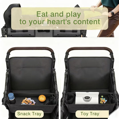 Stroller Snacks Tray for Wonderfold Wagon W2 with Anti-Spill Cup Holders & Mesh Pockets Wagon Accessories Universal for Wonderfold W2 luxe/Elite/Original Eat & Play Tray