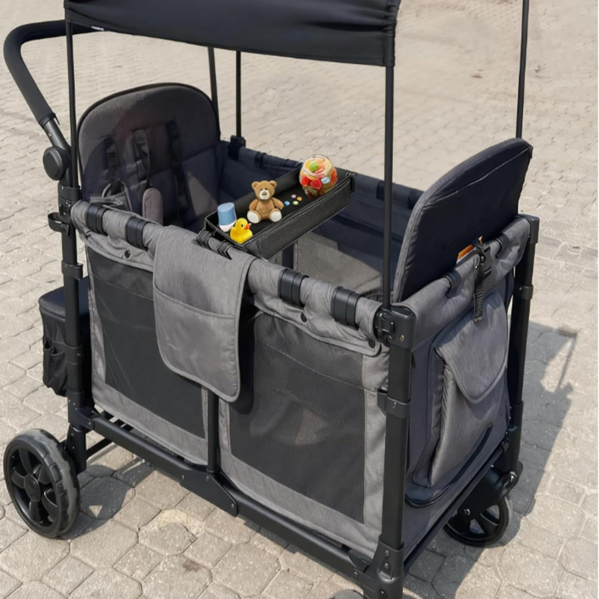 Stroller Snacks Tray for Wonderfold Wagon W2 with Anti-Spill Cup Holders & Mesh Pockets Wagon Accessories Universal for Wonderfold W2 luxe/Elite/Original Eat & Play Tray