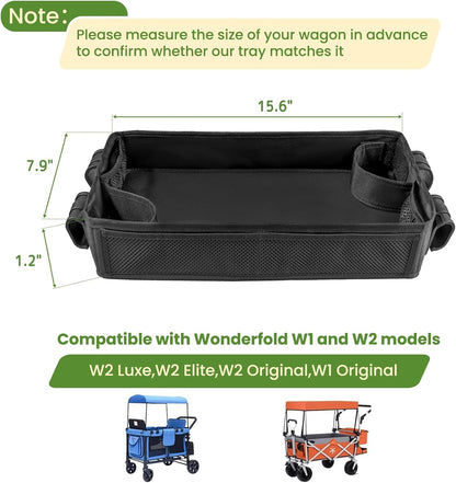 Stroller Snacks Tray for Wonderfold Wagon W2 with Anti-Spill Cup Holders & Mesh Pockets Wagon Accessories Universal for Wonderfold W2 luxe/Elite/Original Eat & Play Tray