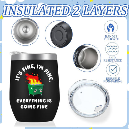 4 Pcs Funny Office Tumbler Gifts 12 oz Stainless Steel Tumbler with Lid Dumpster Fire Insulated Cup for Coworker Employee Staff Teacher Nurse Team Appreciation (Inspirational)