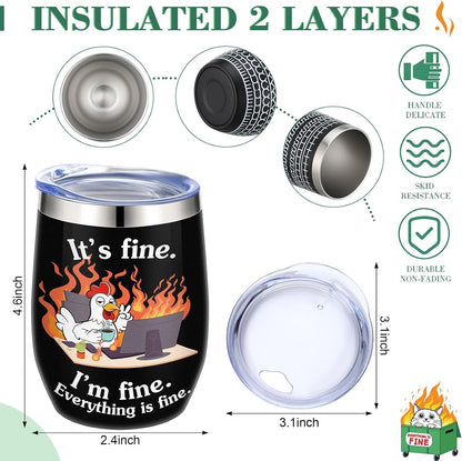4 Pcs Funny Office Tumbler Gifts 12 oz Stainless Steel Tumbler with Lid Dumpster Fire Insulated Cup for Coworker Employee Staff Teacher Nurse Team Appreciation (Inspirational)