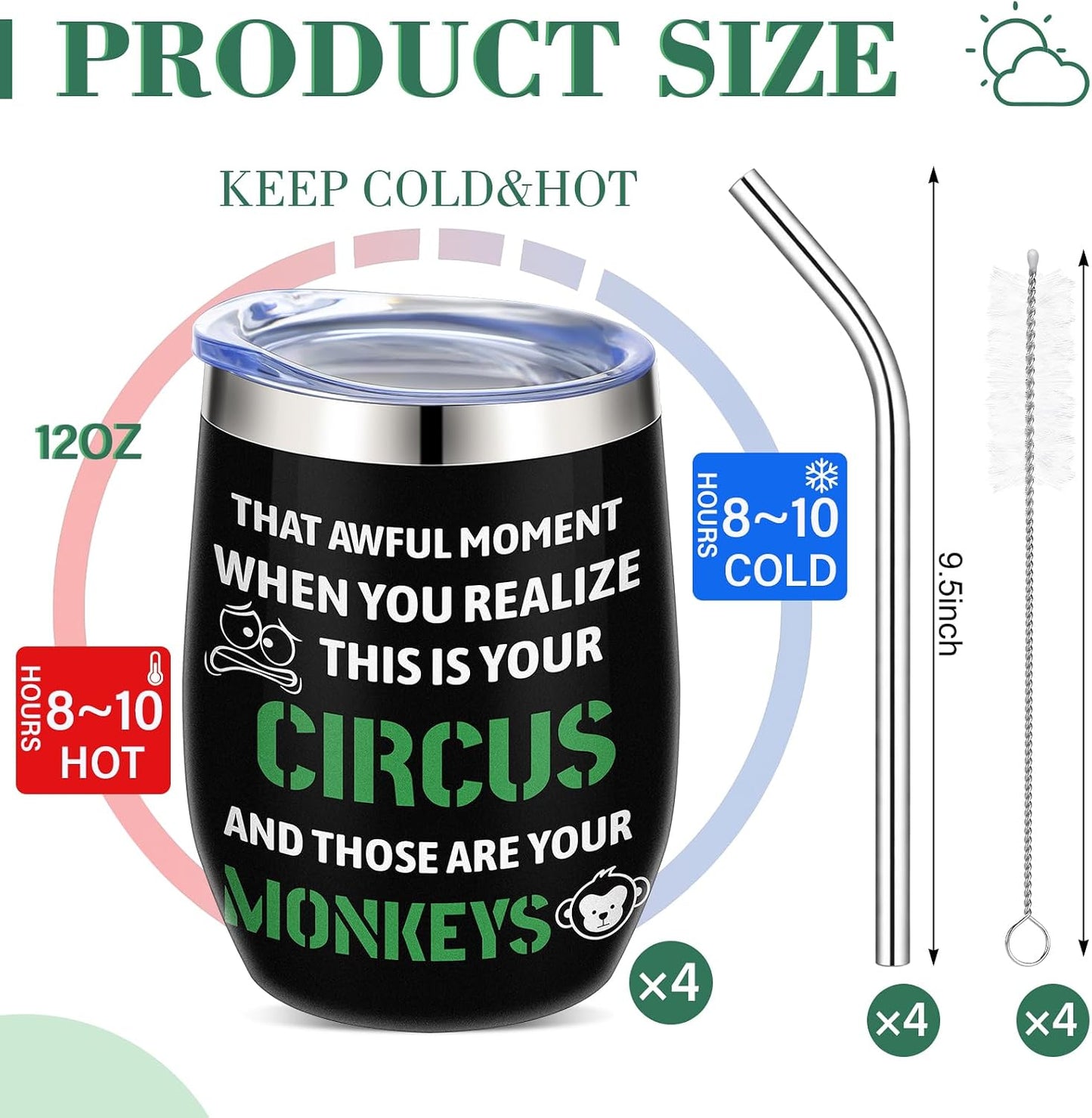 4 Pcs Funny Office Tumbler Gifts 12 oz Stainless Steel Tumbler with Lid Dumpster Fire Insulated Cup for Coworker Employee Staff Teacher Nurse Team Appreciation (Inspirational)