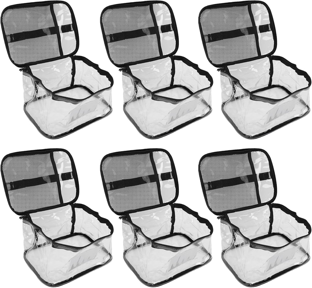 Transparent PVC Toy Organizer 6pcs | Large Capacity Storage Bags for Building Blocks, Puzzles, Portable with Handles Travel (Mesh)