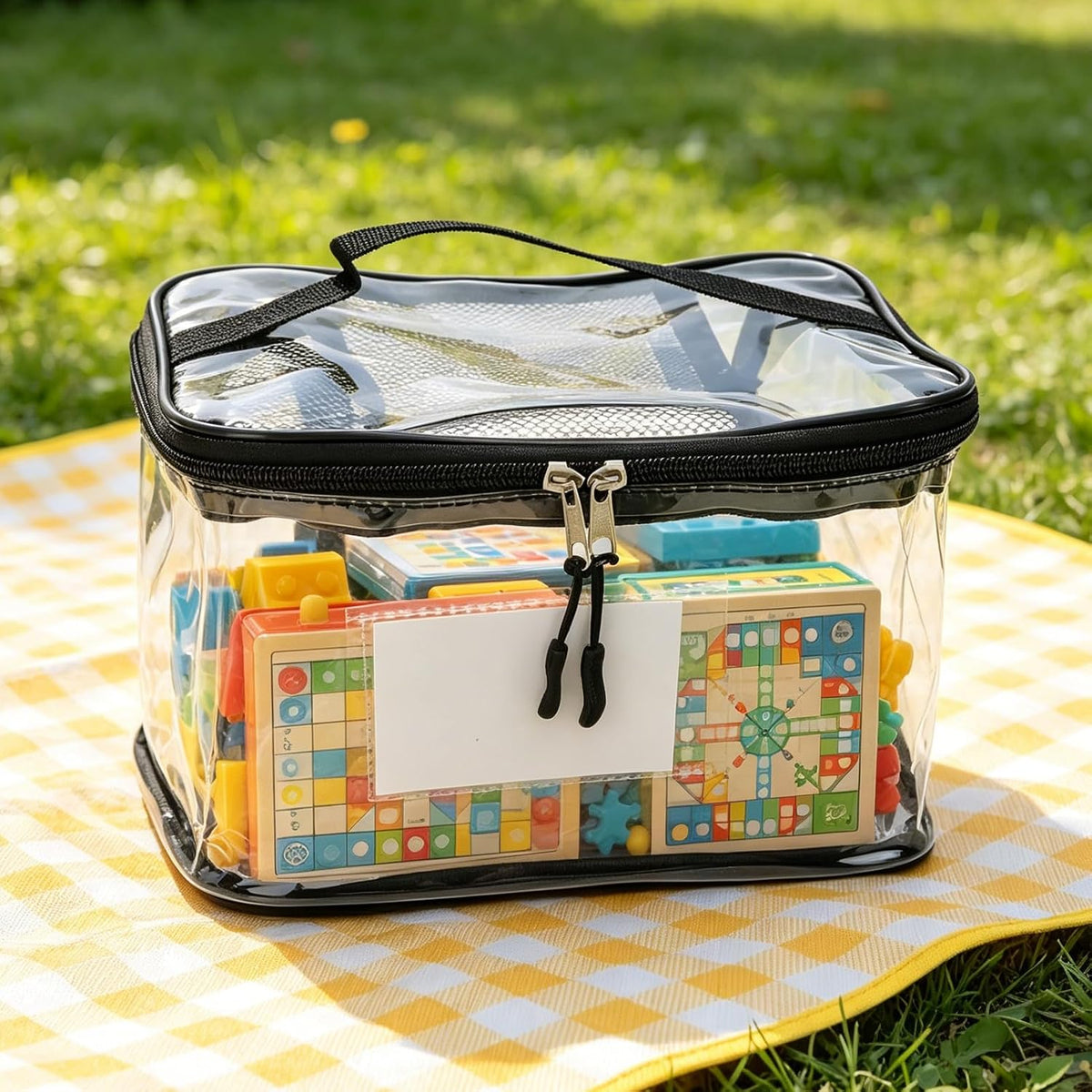 Transparent PVC Toy Organizer 6pcs | Large Capacity Storage Bags for Building Blocks, Puzzles, Portable with Handles Travel (Mesh)