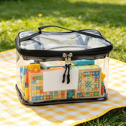 Transparent PVC Toy Organizer 6pcs | Large Capacity Storage Bags for Building Blocks, Puzzles, Portable with Handles Travel (Mesh)