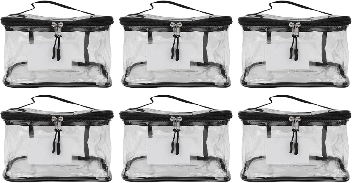 Transparent PVC Toy Organizer 6pcs | Large Capacity Storage Bags for Building Blocks, Puzzles, Portable with Handles Travel (Mesh)