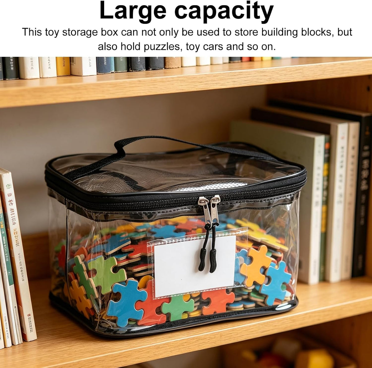 Transparent PVC Toy Organizer 6pcs | Large Capacity Storage Bags for Building Blocks, Puzzles, Portable with Handles Travel (Mesh)
