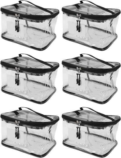Transparent PVC Toy Organizer 6pcs | Large Capacity Storage Bags for Building Blocks, Puzzles, Portable with Handles Travel (Mesh)