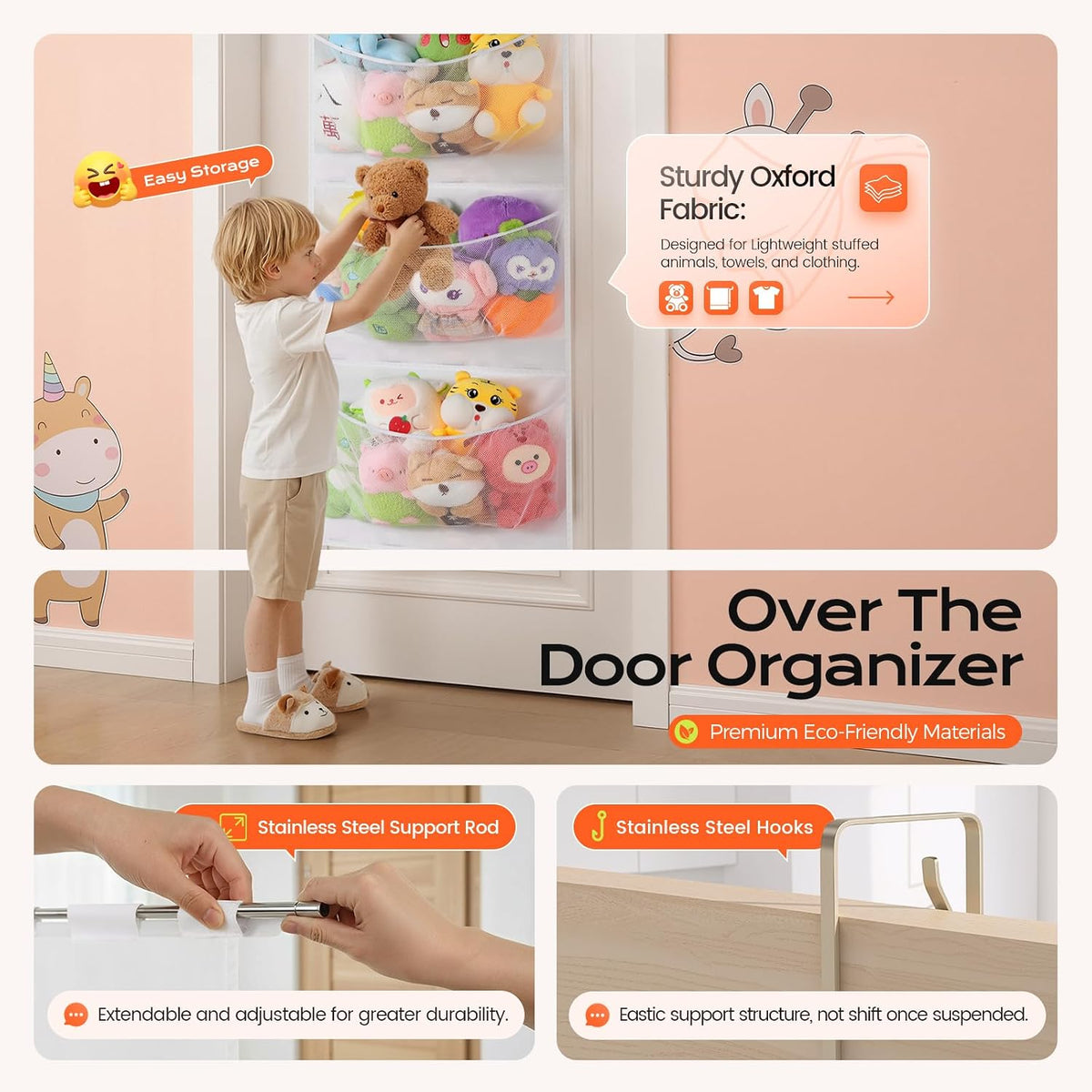 Stuffed Animal Storage Over the Door Organizer