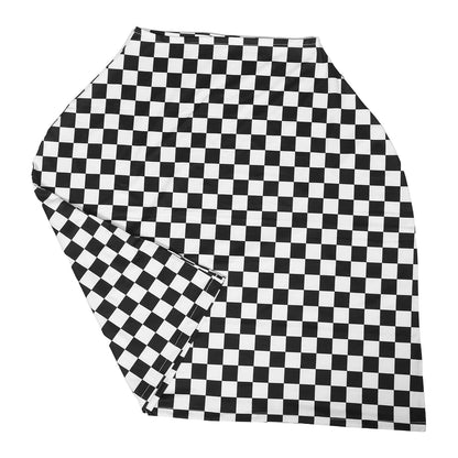 Breathable Black White Checkered Stroller Sunshade Canopy Wind Shade for Buggy and Pram Polyester Cover with Wind Resistant Protection for Cold Weather