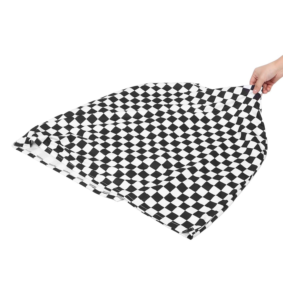 Breathable Black White Checkered Stroller Sunshade Canopy Wind Shade for Buggy and Pram Polyester Cover with Wind Resistant Protection for Cold Weather