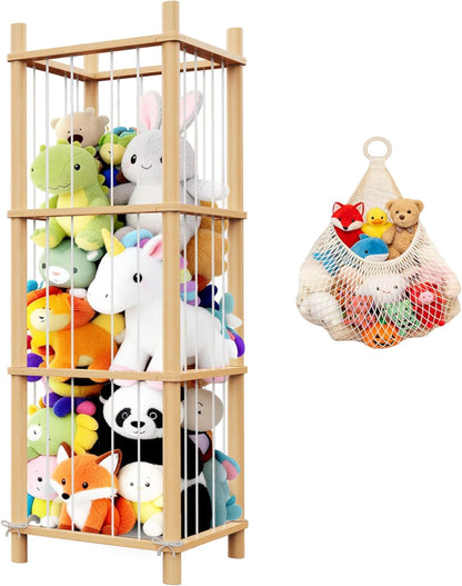 Stuffed Animal Storage & Toy Organizer 3 Layers 54 in Wooden Toy Holder