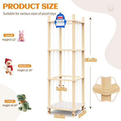 Stuffed Animal Storage & Toy Organizer 3 Layers 54 in Wooden Toy Holder