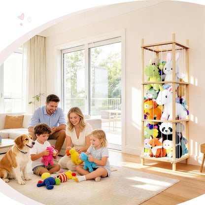 Stuffed Animal Storage & Toy Organizer 3 Layers 54 in Wooden Toy Holder