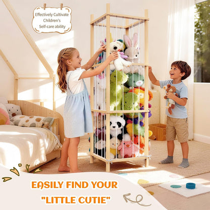 Stuffed Animal Storage & Toy Organizer 3 Layers 54 in Wooden Toy Holder