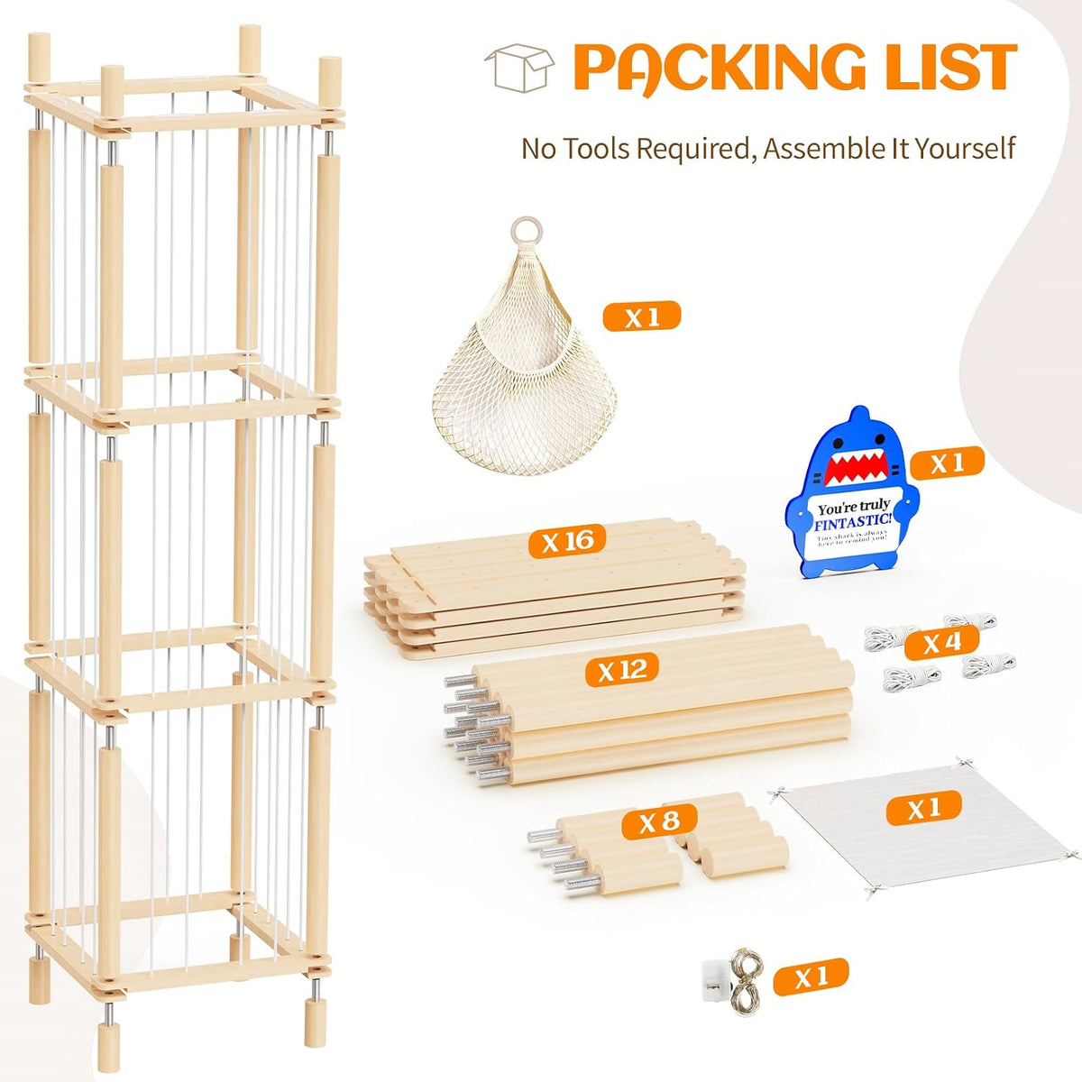 Stuffed Animal Storage & Toy Organizer 3 Layers 54 in Wooden Toy Holder