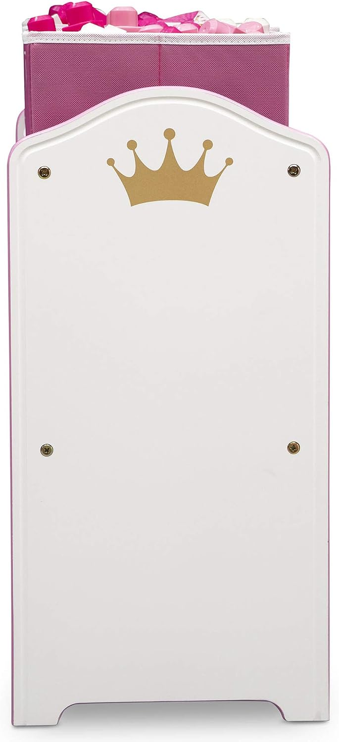 Princess Crown Design & Store 6 Bin Toy Storage Organizer - Greenguard Gold Certified, White/Pink