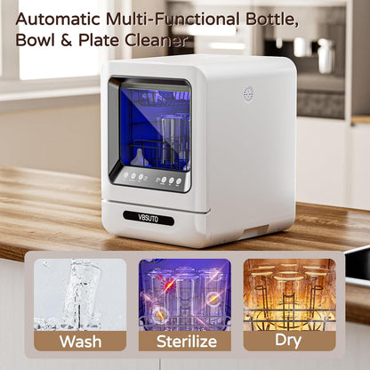 Baby Bottle Washer Pro,All-in-One Bottle Washer and Sterilizer and Dryer,Cleans 6 Baby Bottles Simultaneously,Baby Bottle Washer for Bottles, Pump Parts & Baby Essentials